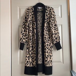 Leopard print maxi duster cardigan